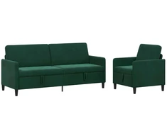 Sofa Sofos komplektas su saugojimu 2 vnt. Tamsiai žalia Poliesteris