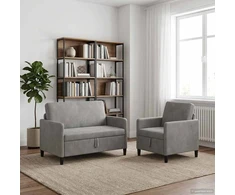 Sofa Sofos komplektas su saugojimu 2 vnt. Šviesiai pilka Poliesteris