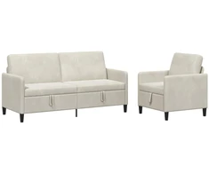 Sofa Sofos komplektas su saugojimu 2 vnt. Kreminė Poliesteris