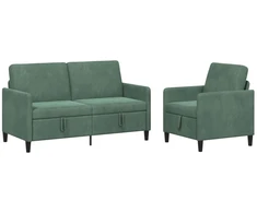 Sofa Sofos komplektas su saugojimu 2 vnt. Jūrinė žalia Poliesteris