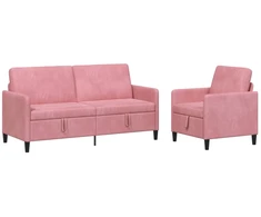 Sofa Sofos komplektas su saugojimu 2 vnt. Rožinė Poliesteris