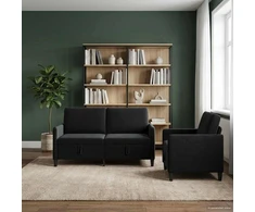 Sofa Sofos komplektas su saugojimu 2 vnt. Juoda Poliesteris