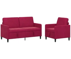 Sofa Sofos komplektas su saugojimu 2 vnt. Vyno raudona Poliesteris