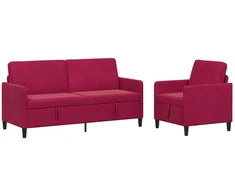 Sofa Sofos komplektas su saugojimu 2 vnt. Vyno raudona Poliesteris