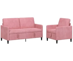 Sofa Sofos komplektas su saugojimu 2 vnt. Rožinė Poliesteris