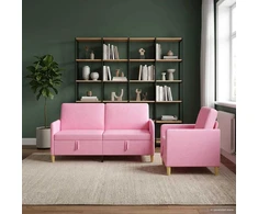 Sofa Sofos komplektas su saugojimu 2 vnt. Rožinė Poliesteris