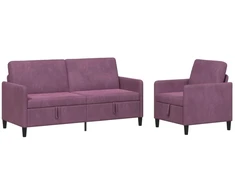 Sofa Sofos komplektas su saugojimu 2 vnt. Violetinė Poliesteris