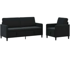 Sofa Sofos komplektas su saugojimu 2 vnt. Juoda Poliesteris
