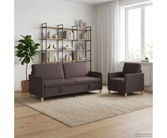 Sofa Sofos komplektas su saugojimu 2 vnt. Tamsiai rudas Poliesteris