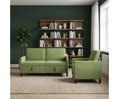 Sofa Sofos komplektas su saugojimu 2 vnt. Šviesiai žalia Poliesteris