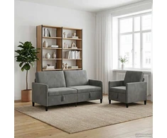 Sofa Sofos komplektas su saugojimu 2 vnt. Tamsiai pilka Poliesteris