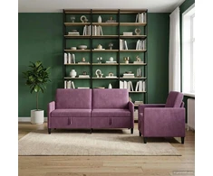 Sofa Sofos komplektas su saugojimu 2 vnt. Violetinė Poliesteris