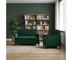 Sofa Sofos komplektas su saugojimu 2 vnt. Tamsiai žalia Poliesteris