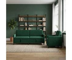 Sofa Sofos komplektas su saugojimu 2 vnt. Tamsiai žalia Poliesteris