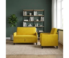 Sofa Sofos komplektas su saugojimu 2 vnt. Geltona Poliesteris