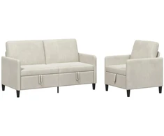 Sofa Sofos komplektas su saugojimu 2 vnt. Kreminė Poliesteris