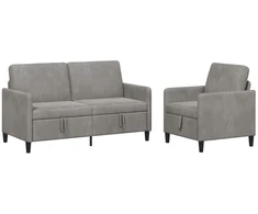 Sofa Sofos komplektas su saugojimu 2 vnt. Šviesiai pilka Poliesteris