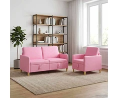 Sofa Sofos komplektas su saugojimu 2 vnt. Rožinė Poliesteris