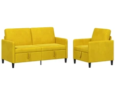 Sofa Sofos komplektas su saugojimu 2 vnt. Geltona Poliesteris