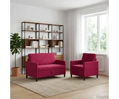 Sofa Sofos komplektas su saugojimu 2 vnt. Vyno raudona Poliesteris