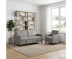 Sofa Sofos komplektas su saugojimu 2 vnt. Šviesiai pilka Poliesteris