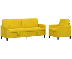 Sofa Sofos komplektas su saugojimu 2 vnt. Geltona Poliesteris