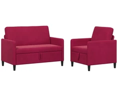 Sofa Sofos komplektas su saugojimu 2 vnt. Vyno raudona Poliesteris