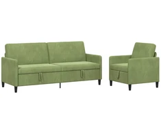 Sofa Sofos komplektas su saugojimu 2 vnt. Šviesiai žalia Poliesteris