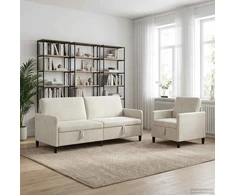 Sofa Sofos komplektas su saugojimu 2 vnt. Kreminė Poliesteris