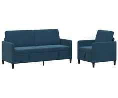 Sofa Sofos komplektas su saugojimu 2 vnt. Mėlyna Poliesteris