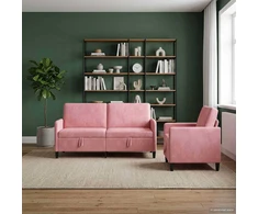 Sofa Sofos komplektas su saugojimu 2 vnt. Rožinė Poliesteris