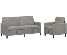 Sofa Sofos komplektas su saugojimu 2 vnt. Šviesiai pilka Poliesteris