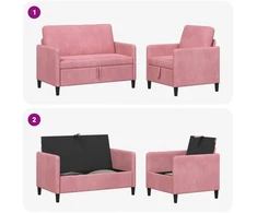 Sofa Sofos komplektas su saugojimu 2 vnt. Rožinė Poliesteris