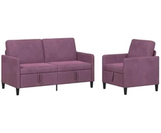 Sofa Sofos komplektas su saugojimu 2 vnt. Violetinė Poliesteris