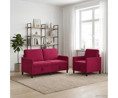 Sofa Sofos komplektas su saugojimu 2 vnt. Vyno raudona Poliesteris