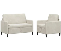 Sofa Sofos komplektas su saugojimu 2 vnt. Kreminė Poliesteris