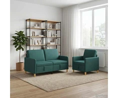 Sofa Sofos komplektas su saugojimu 2 vnt. Tamsiai žalia Poliesteris