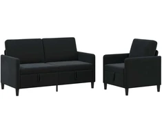 Sofa Sofos komplektas su saugojimu 2 vnt. Juoda Poliesteris