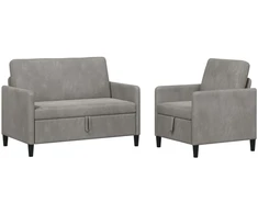 Sofa Sofos komplektas su saugojimu 2 vnt. Šviesiai pilka Poliesteris