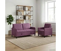 Sofa Sofos komplektas su saugojimu 2 vnt. Violetinė Poliesteris
