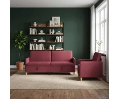 Sofa Sofos komplektas su saugojimu 2 vnt. Vyno raudona Poliesteris