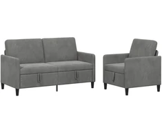 Sofa Sofos komplektas su saugojimu 2 vnt. Tamsiai pilka Poliesteris