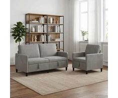 Sofa Sofos komplektas su saugojimu 2 vnt. Šviesiai pilka Poliesteris
