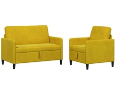Sofa Sofos komplektas su saugojimu 2 vnt. Geltona Poliesteris