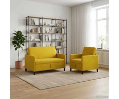 Sofa Sofos komplektas su saugojimu 2 vnt. Geltona Poliesteris