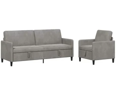 Sofa Sofos komplektas su saugojimu 2 vnt. Šviesiai pilka Poliesteris