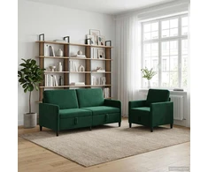 Sofa Sofos komplektas su saugojimu 2 vnt. Tamsiai žalia Poliesteris