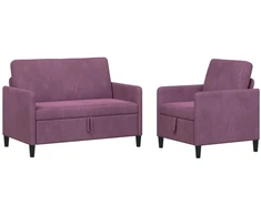 Sofa Sofos komplektas su saugojimu 2 vnt. Violetinė Poliesteris