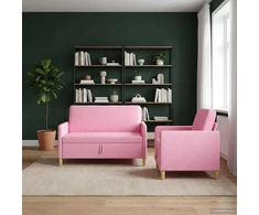 Sofa Sofos komplektas su saugojimu 2 vnt. Rožinė Poliesteris
