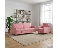 Sofa Sofos komplektas su saugojimu 2 vnt. Rožinė Poliesteris